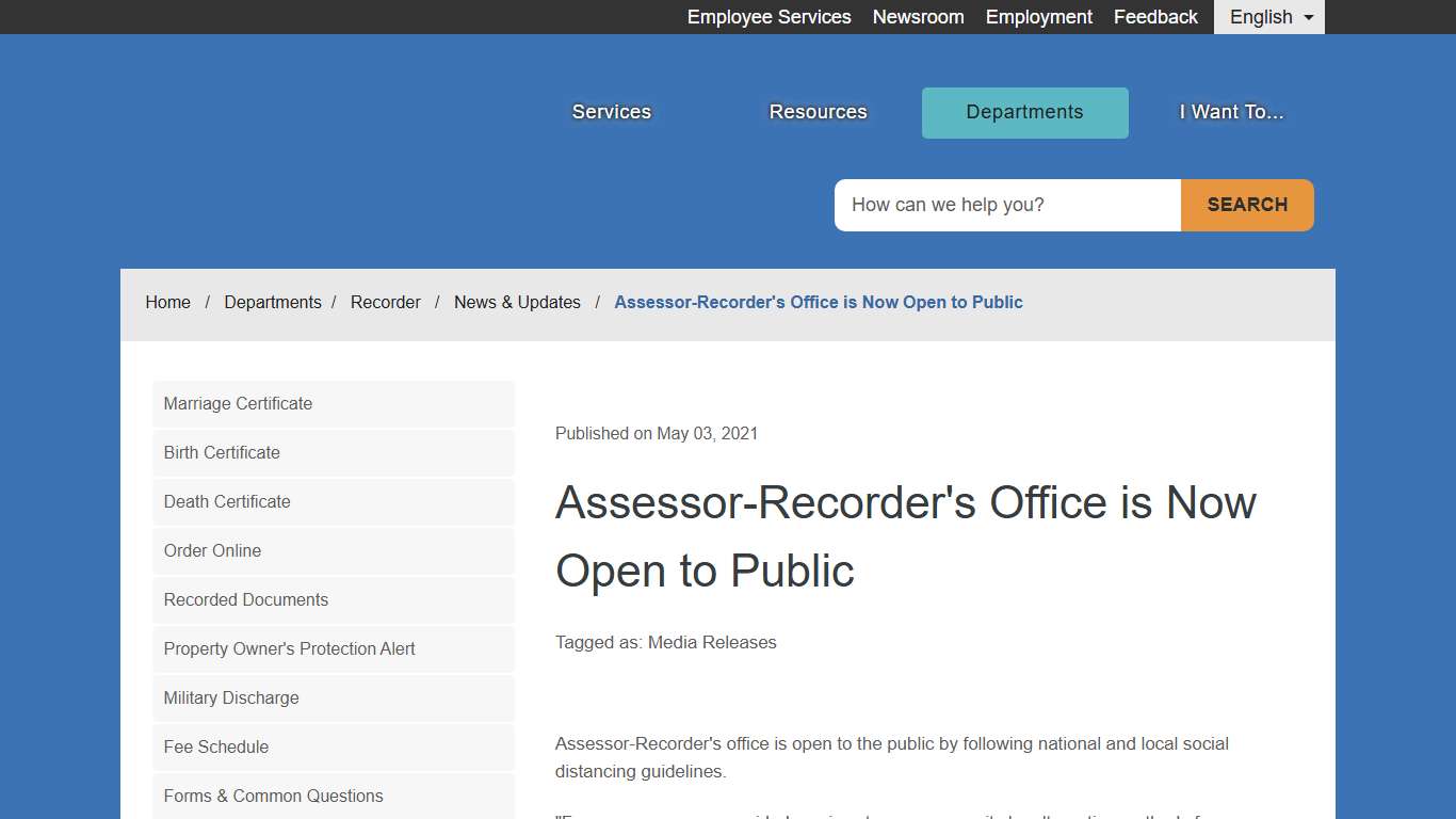 Assessor-Recorder's Office is Now Open to Public - County of Fresno